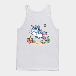 cute unicorn snorkeling Tank Top